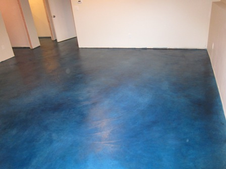 Blue Stained Basement Floor