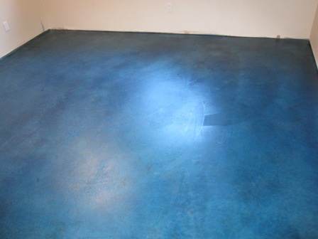 Blue Stained Basement Floor